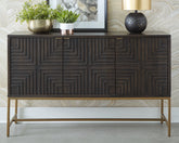 Bay Furniture Gallery - Ashley Furniture - Elinmore Accent Cabinet - Accent Cabinet / Brown/Gold Finish - A4000316